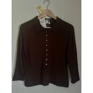 VTG Bloom NWT Size XL Brown Long Sleeve Polo From Nordstrom "Joe Dirt"